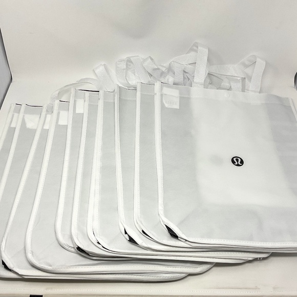 NEW 10 lululemon athletica Large Black White Shopping Grocery Reusable Bags - Picture 1 of 5